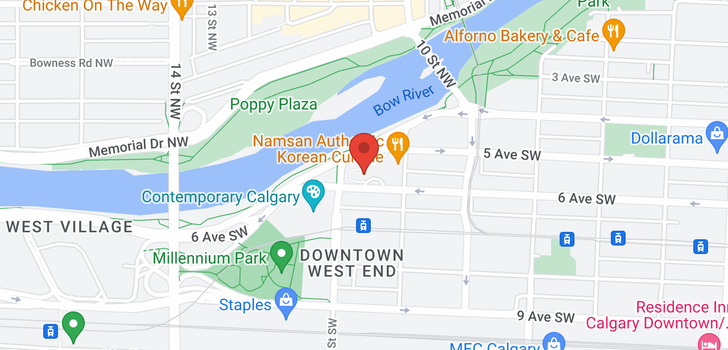 map of 1210 1108 6 Avenue SW